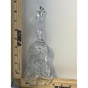 Vintage Cut Crystal Clear Glass Bell Starburst Pattern Clear Wedding Decor 9"